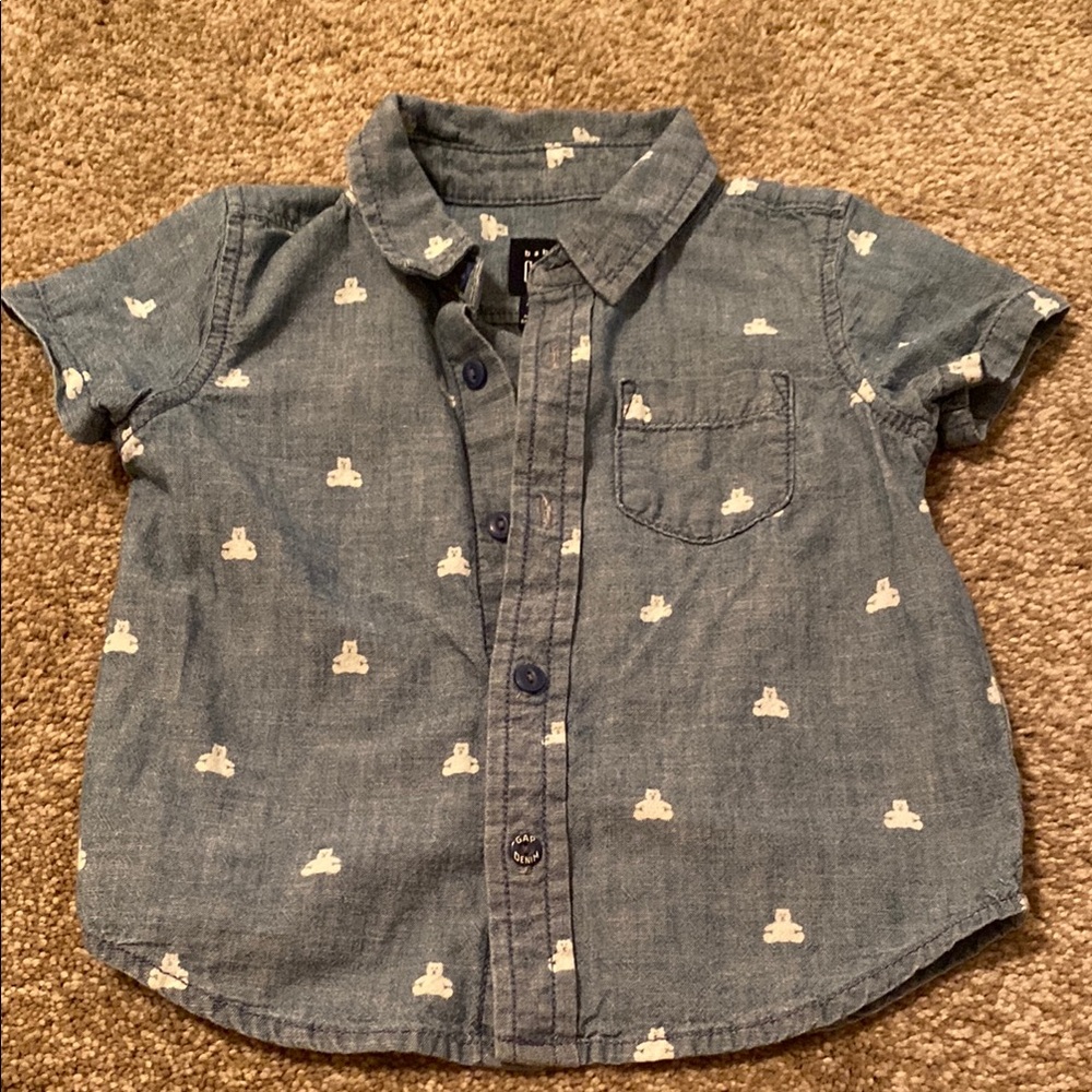 Button-Up Bear Print Shirt